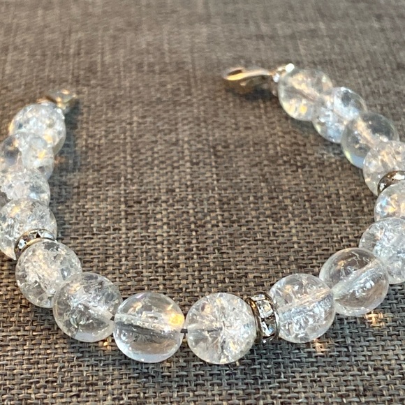 Vintage Crackle Glass/925 Bracelet - Picture 1 of 2